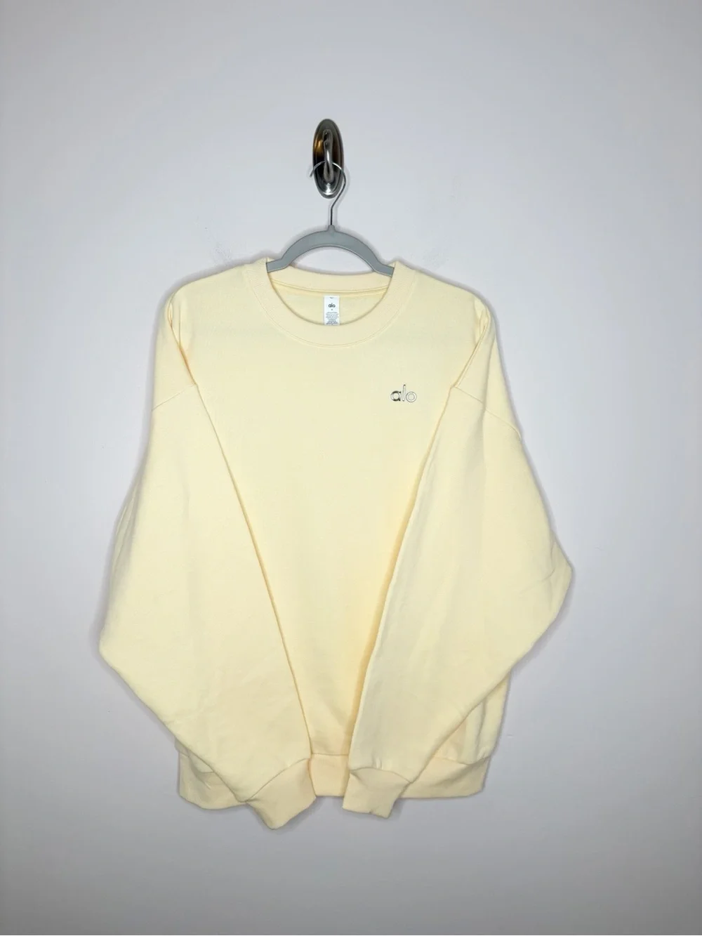 Alo Accolade Crew Neck Pullover Sweatshirt Yellow Medium - Picture 2 of 6